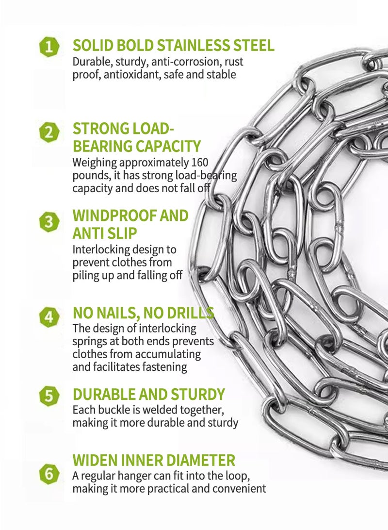 BEIRUI 10 m eters long Stainless steel chain, swing chain, clothesline chain, hanging basket chain, fence chain, indoor and outdoor hardware accessories - Image 5